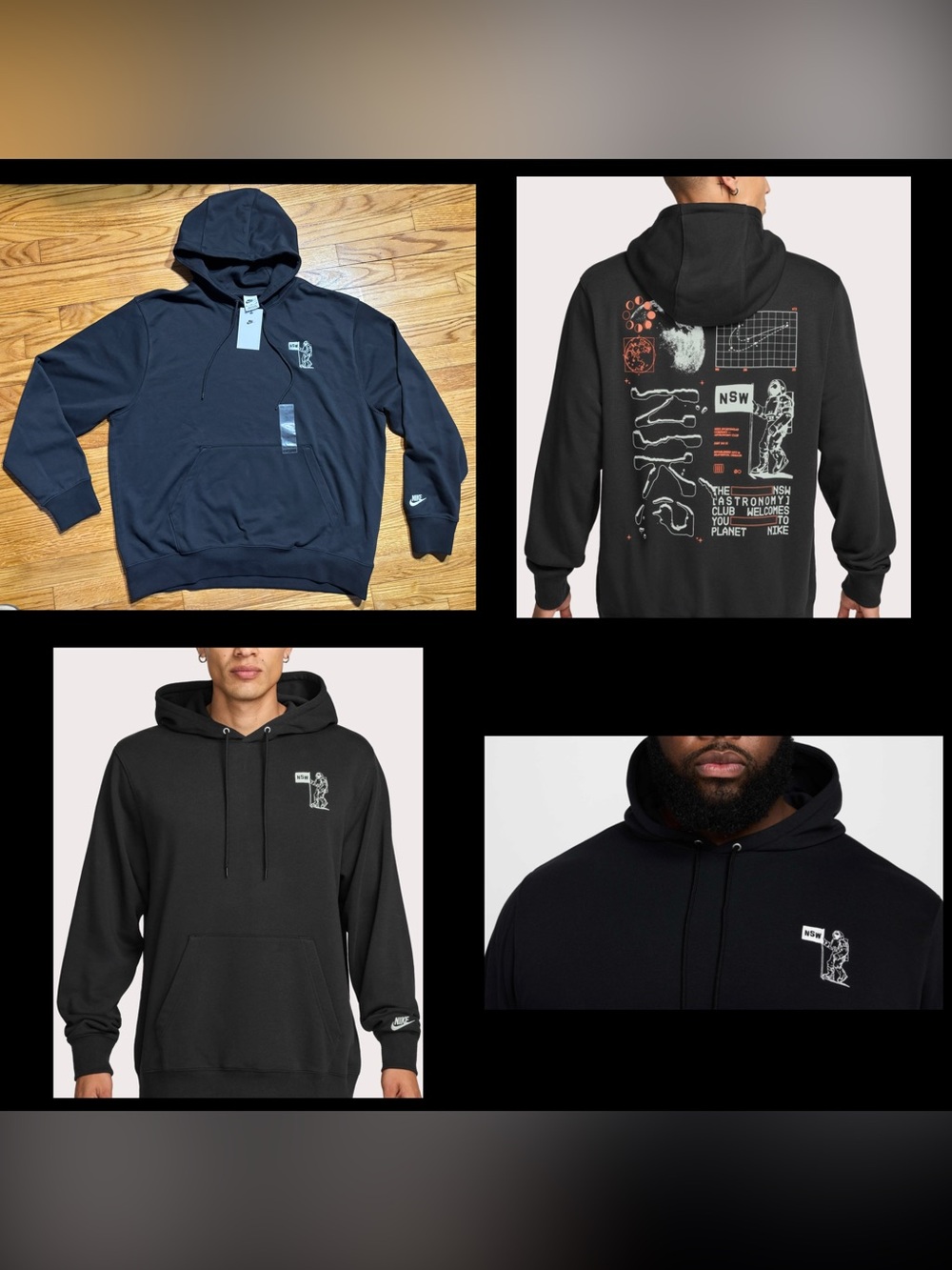 Nike Club French Terry PullOver Hoodie Black Men’s Size XL New!